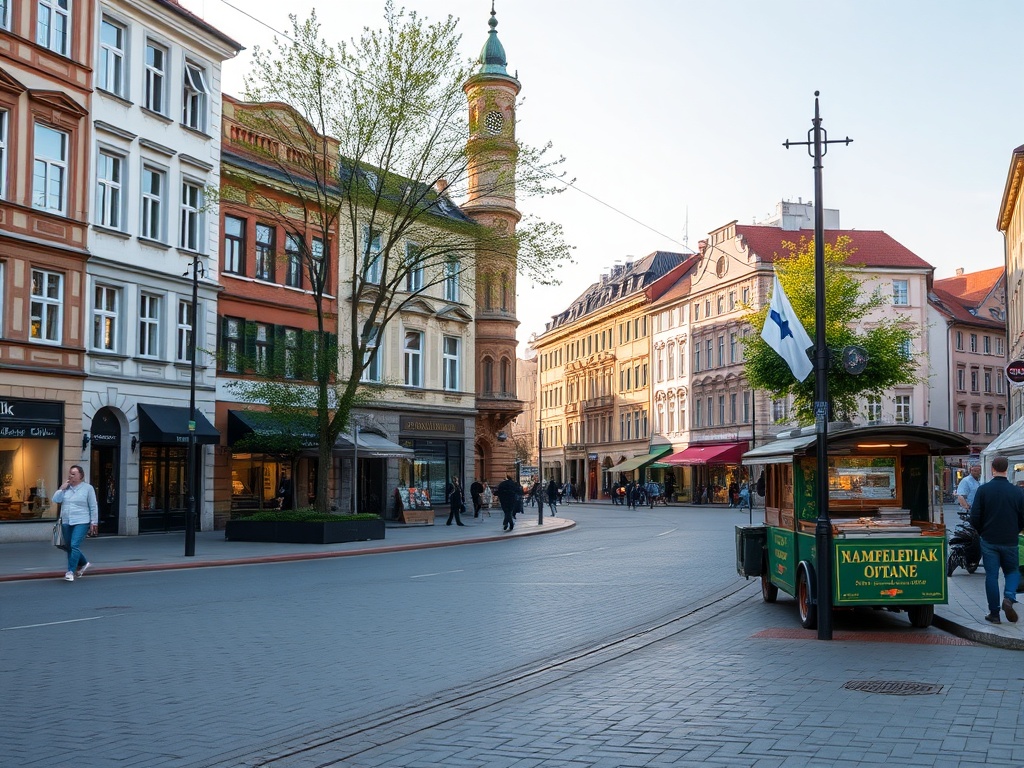 Mieszkańcy Legnicy korzystają z oferty food trucków na Placu Słowiańskim podczas weekendu z ostrzeżeniem meteorologicznym.